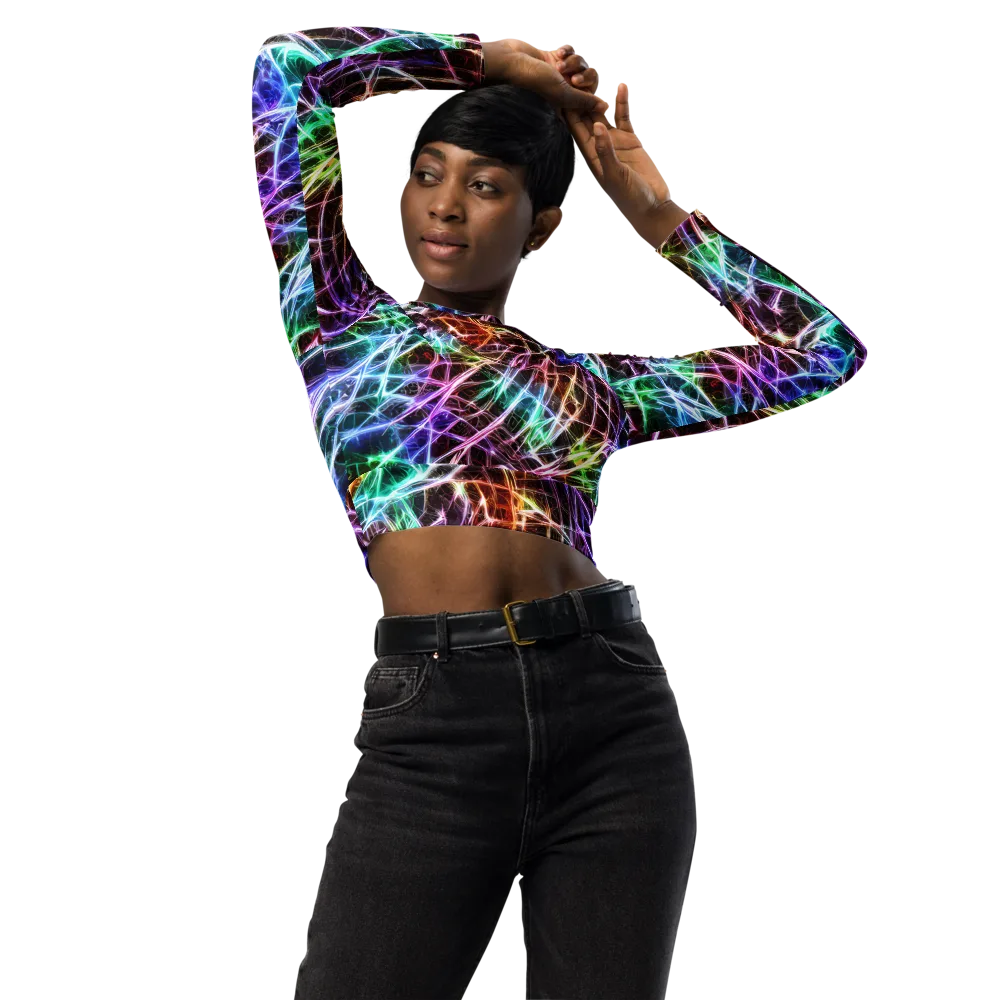 Laser Thicket on Long Sleeve Crop Top — Front