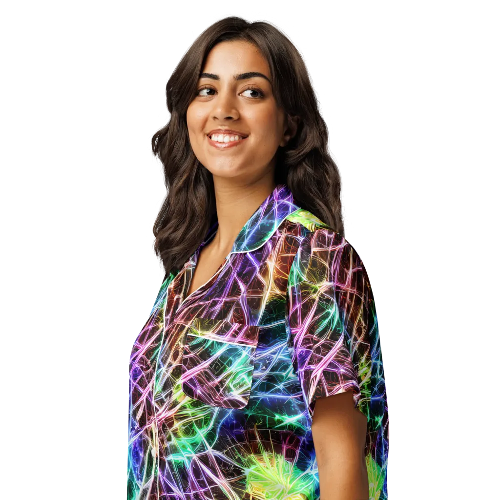 Laser Thicket on Women's Short Sleeve Pajama Top — Left Front