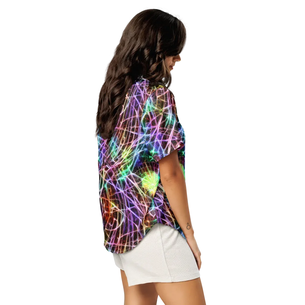 Laser Thicket on Women's Short Sleeve Pajama Top — Right Back