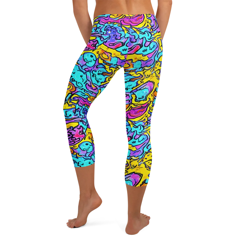 Graffiti Current on Capri Leggings — Back