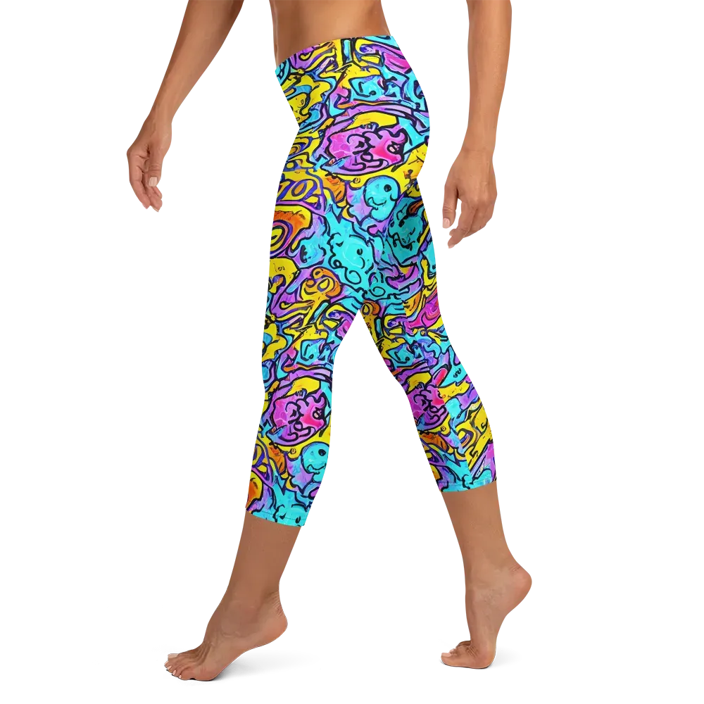 Graffiti Current on Capri Leggings — Left
