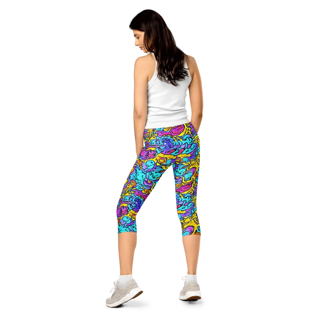 Graffiti Current on Capri Leggings — Back