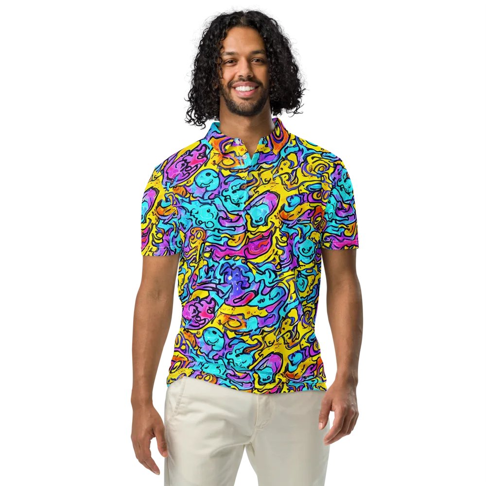 Graffiti Current on Men's Slim Fit Polo Shirt — Front