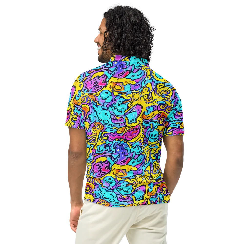 Graffiti Current on Men's Slim Fit Polo Shirt — Back