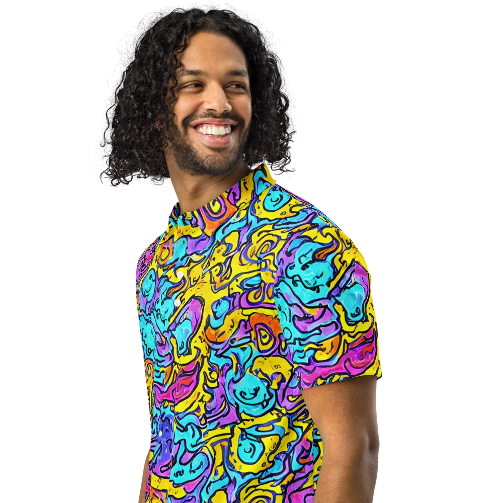 Graffiti Current on Men's Slim Fit Polo Shirt — Left Front