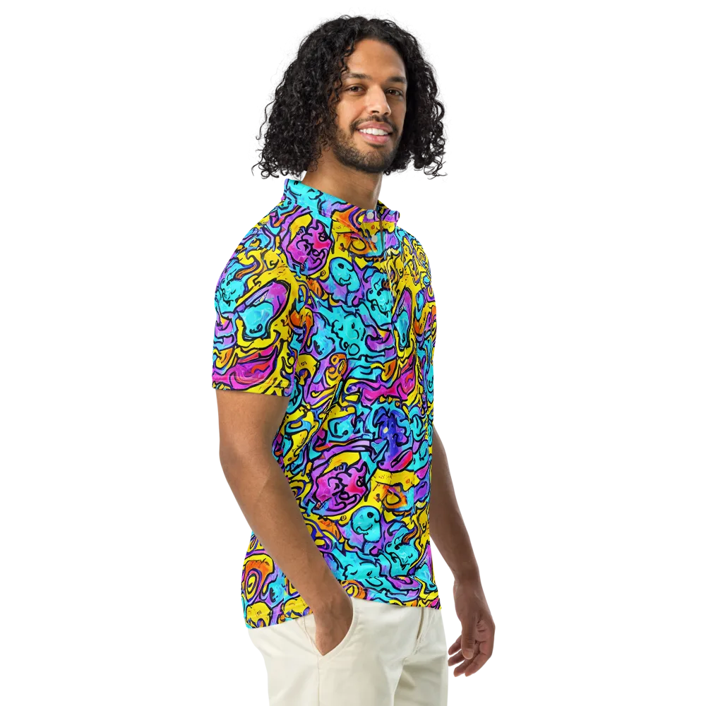 Graffiti Current on Men's Slim Fit Polo Shirt — Right Front