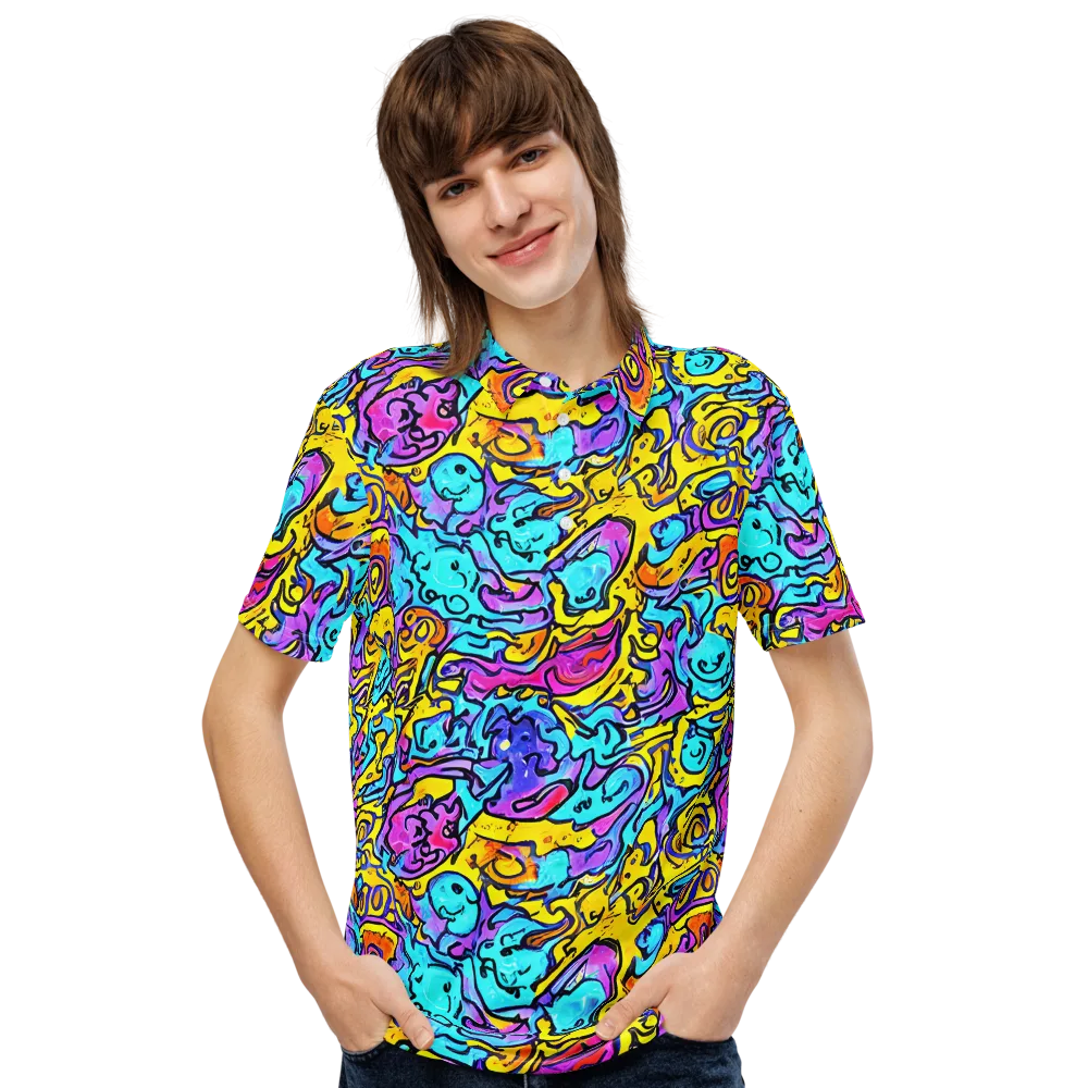 Graffiti Current on Men's Slim Fit Polo Shirt — Front