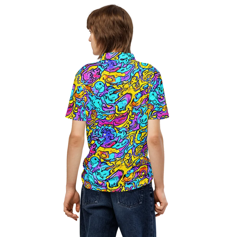 Graffiti Current on Men's Slim Fit Polo Shirt — Back