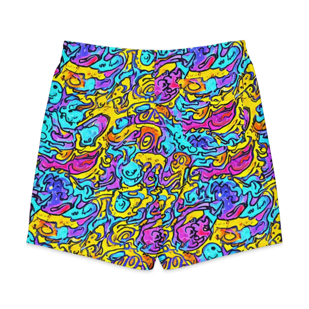 Graffiti Current on Men's Board Shorts — Back