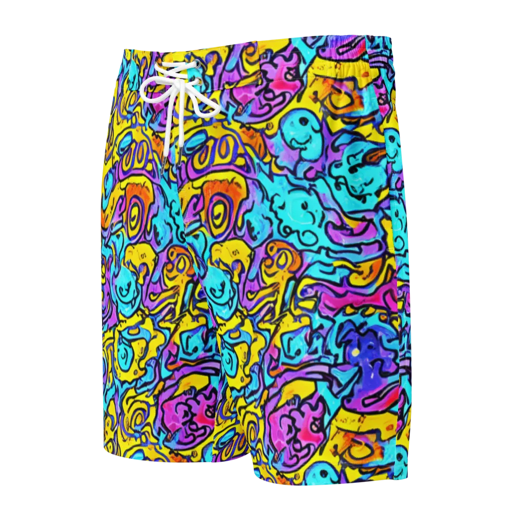 Graffiti Current on Men's Board Shorts — Front