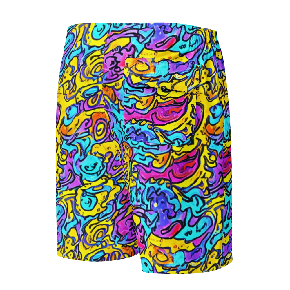 Graffiti Current on Men's Board Shorts — Back