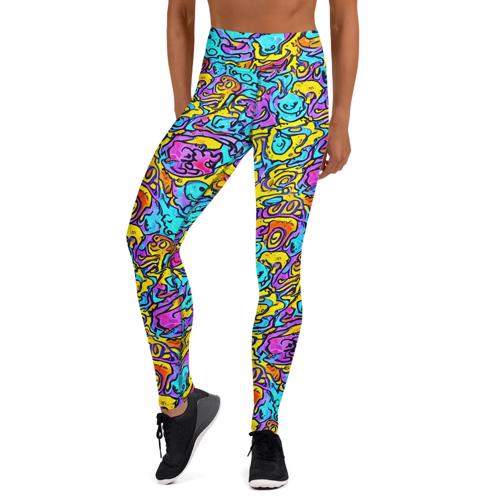 Graffiti Current on Yoga Leggings — Front