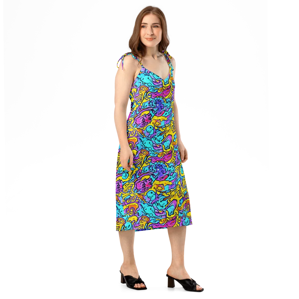 Graffiti Current on Slip Dress — Right Front