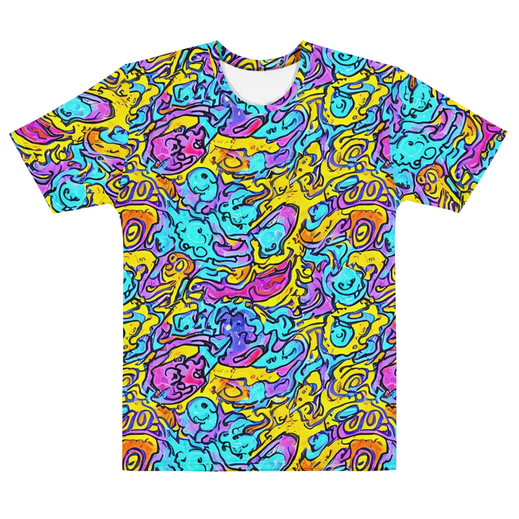Graffiti Current on Men's Cotton Crew Neck T-Shirt — Front