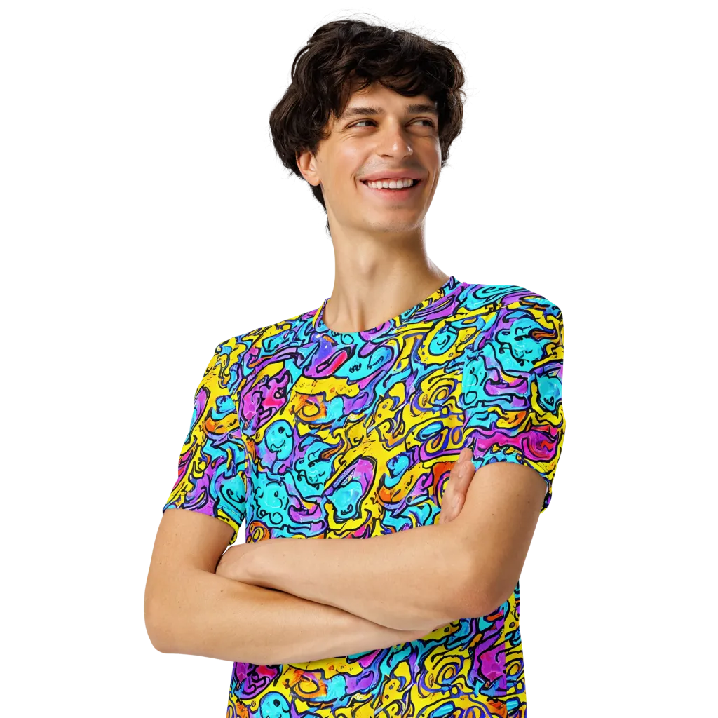Graffiti Current on Men's Crew Neck T-Shirt — Left Front