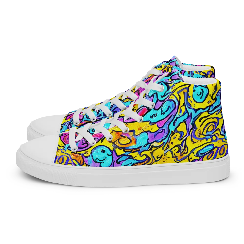 Graffiti Current on Men's High Top Canvas Shoes — Left