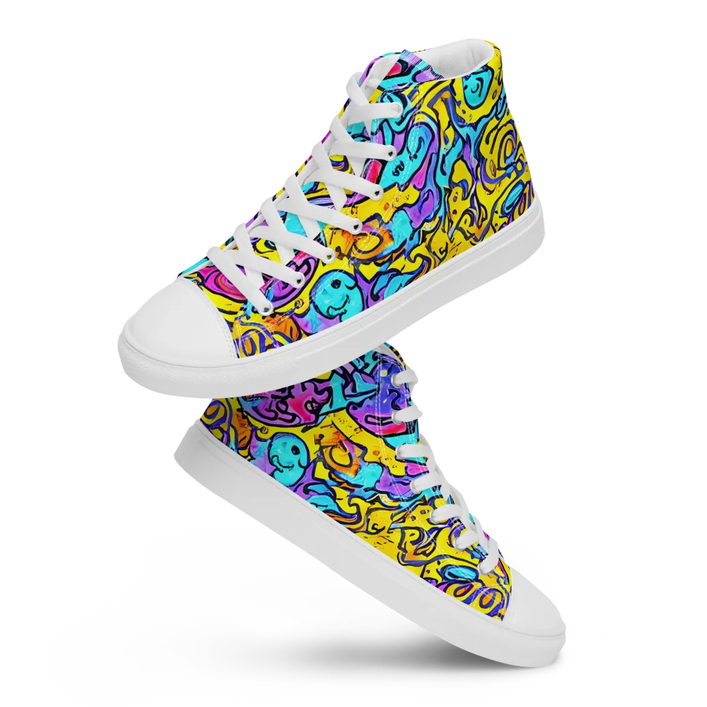 Graffiti Current on Men's High Top Canvas Shoes — Front