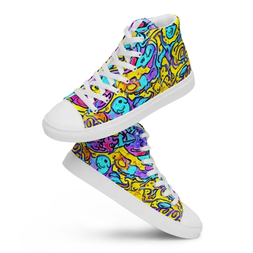 Graffiti Current on a Men's High Top Canvas Shoes