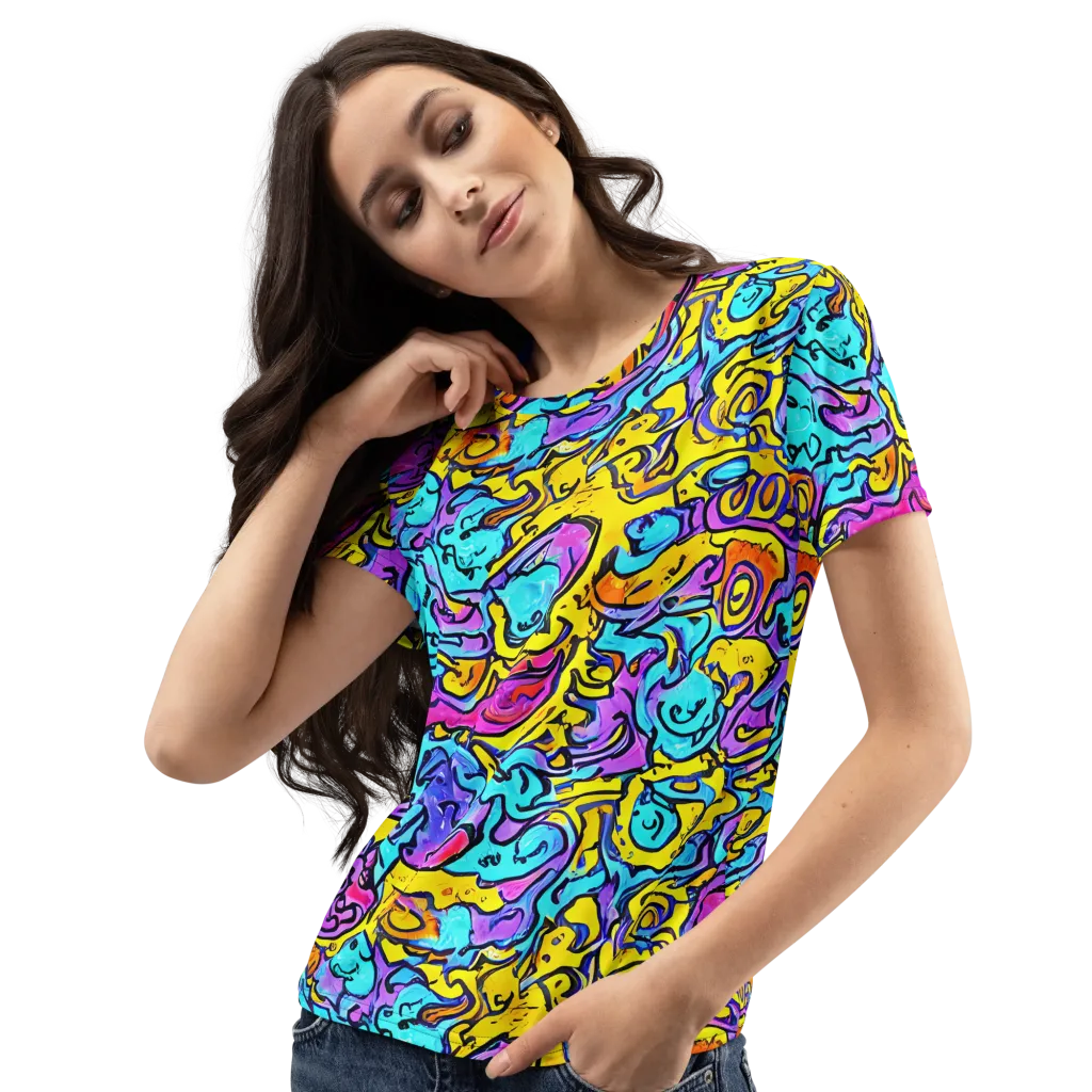 Graffiti Current on Women's Crew Neck T-Shirt — Left Front