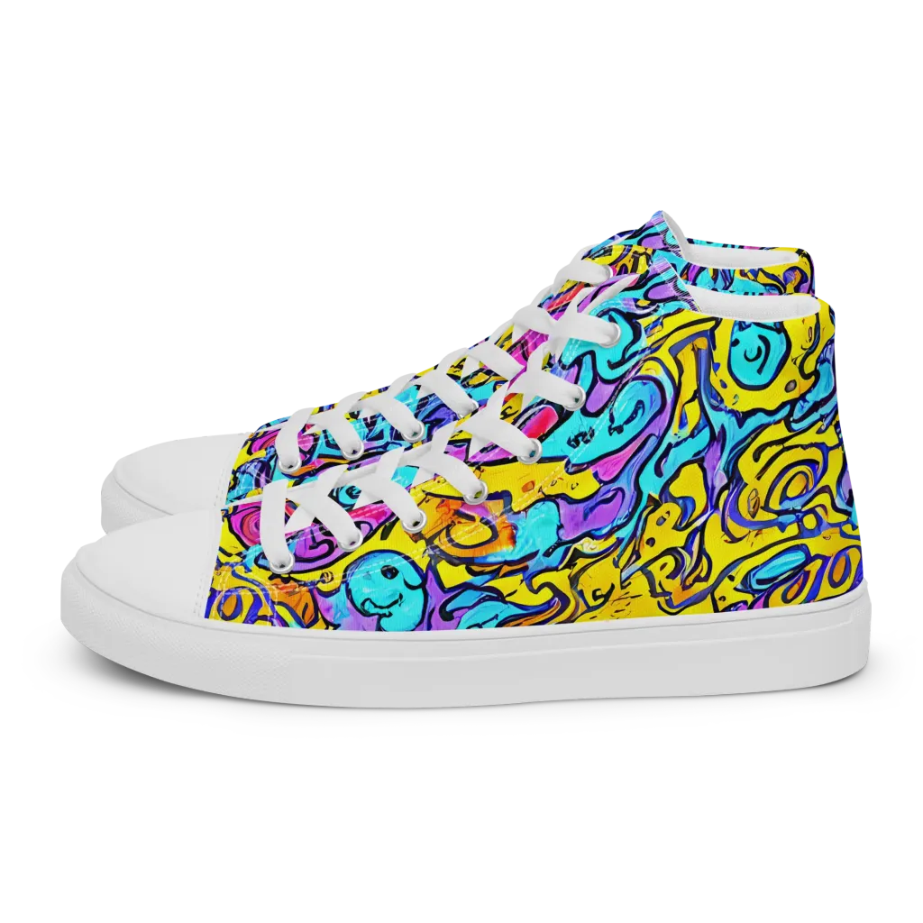 Graffiti Current on Women's High Top Canvas Shoes — Left