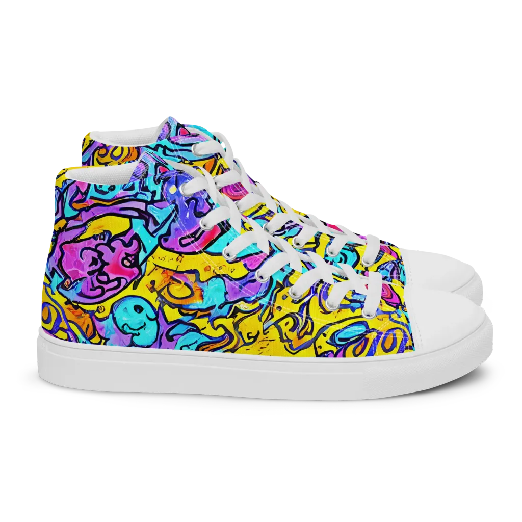 Graffiti Current on Women's High Top Canvas Shoes — Right