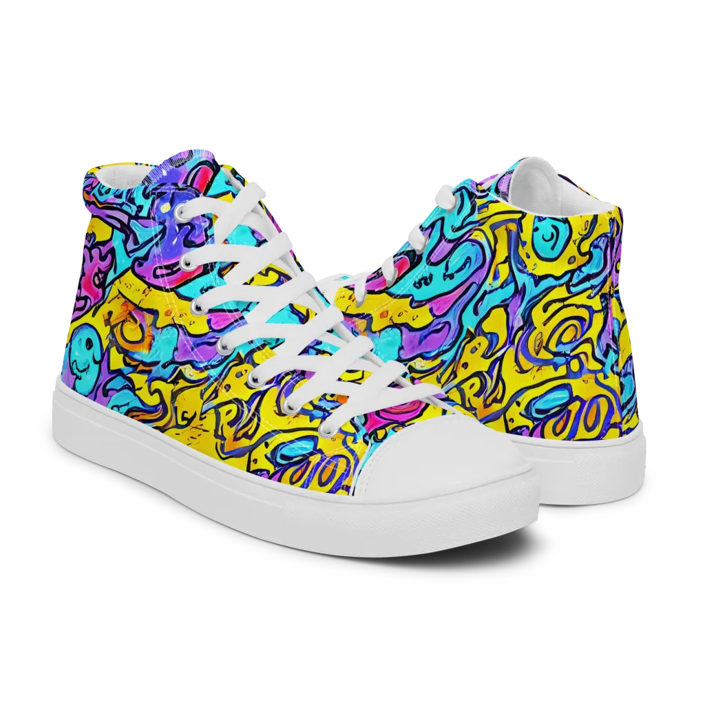 Graffiti Current on Women's High Top Canvas Shoes — Right