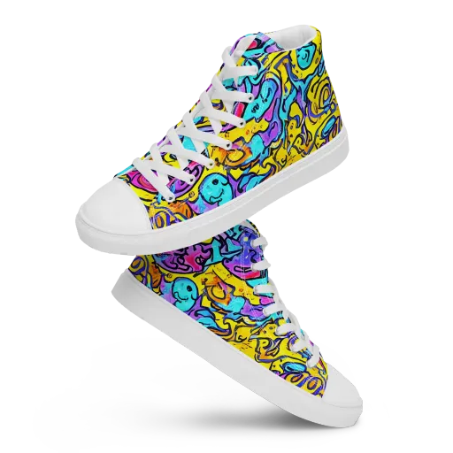 Graffiti Current on a Women's High Top Canvas Shoes