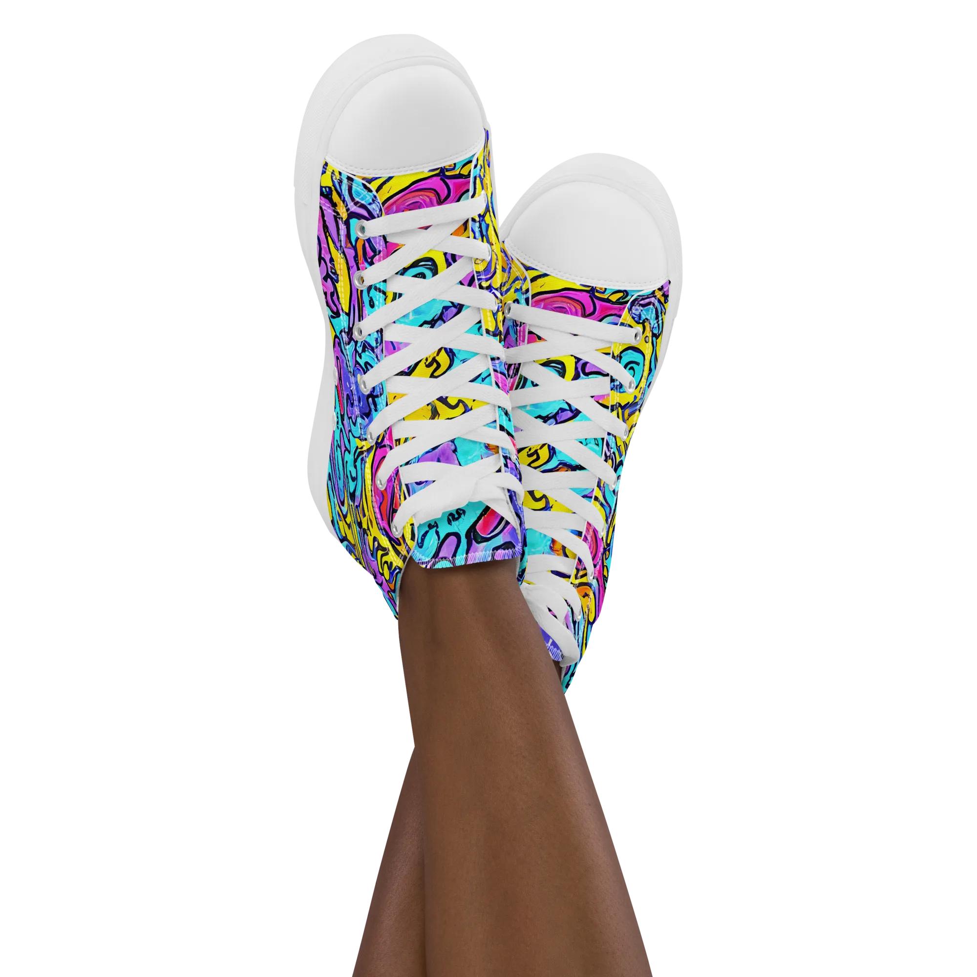 Graffiti Current on Women's High Top Canvas Shoes — Front