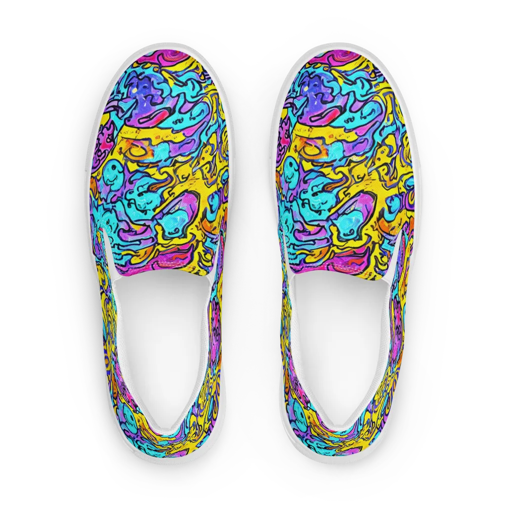 Graffiti Current on Men's Slip-On Canvas Shoes — Front