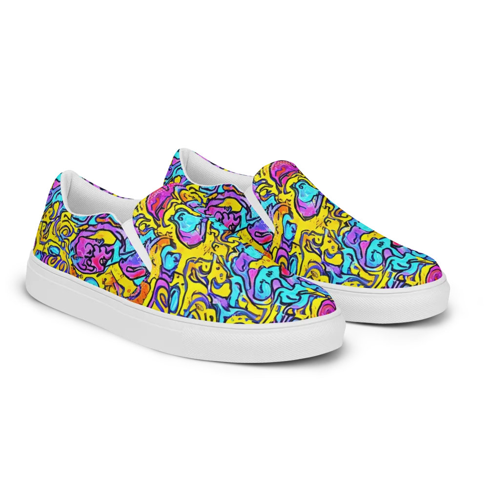 Graffiti Current on Men's Slip-On Canvas Shoes — Right Front