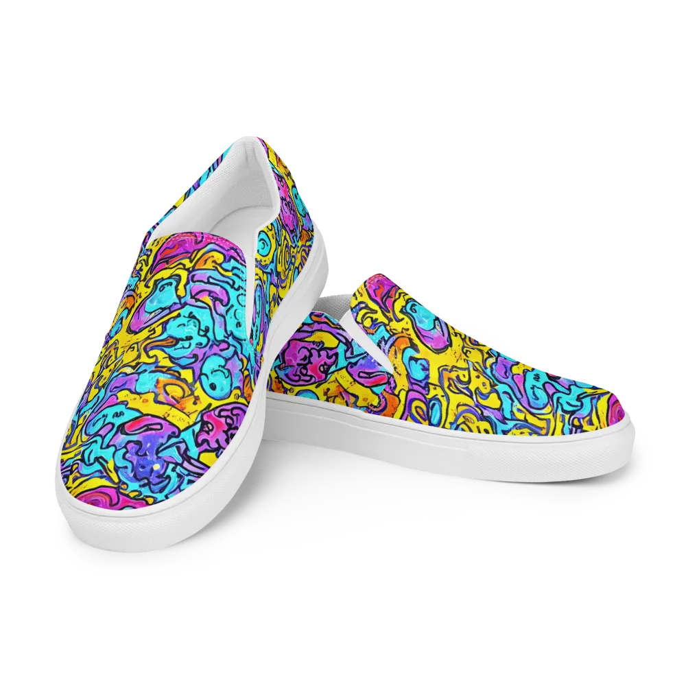Graffiti Current on Men's Slip-On Canvas Shoes — Left Front
