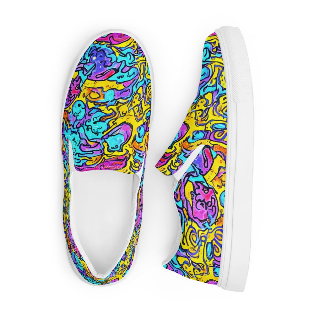 Graffiti Current on Men's Slip-On Canvas Shoes — Front