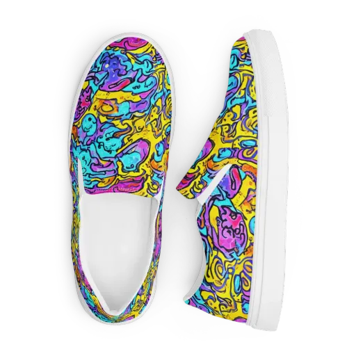 Graffiti Current on a Men's Slip-On Canvas Shoes