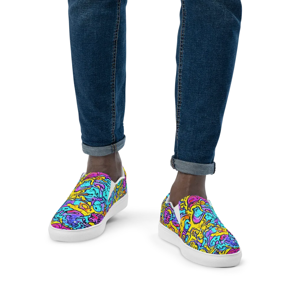 Graffiti Current on Men's Slip-On Canvas Shoes — Front