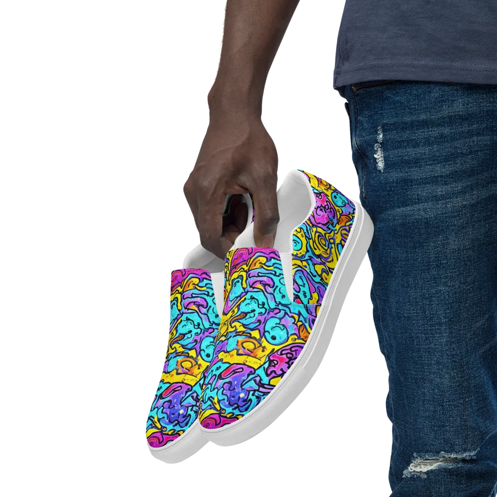 Graffiti Current on Men's Slip-On Canvas Shoes — Left Front