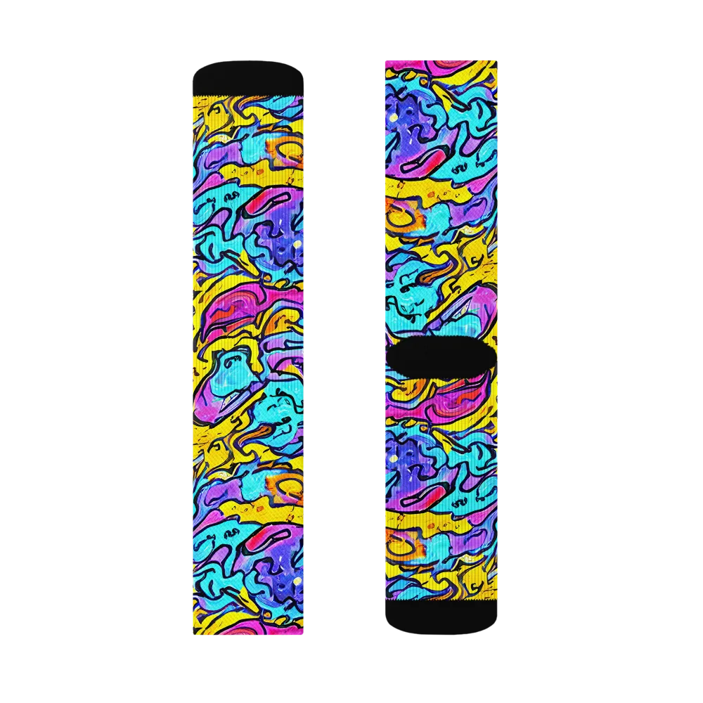 Graffiti Current on Socks — Left Sock