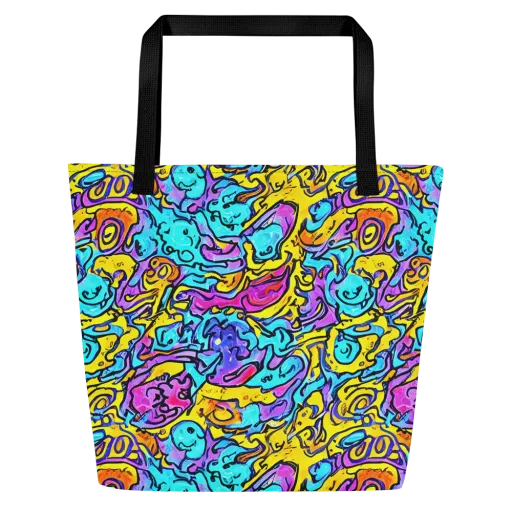 Graffiti Current on a Large Tote Bag W/ Pocket