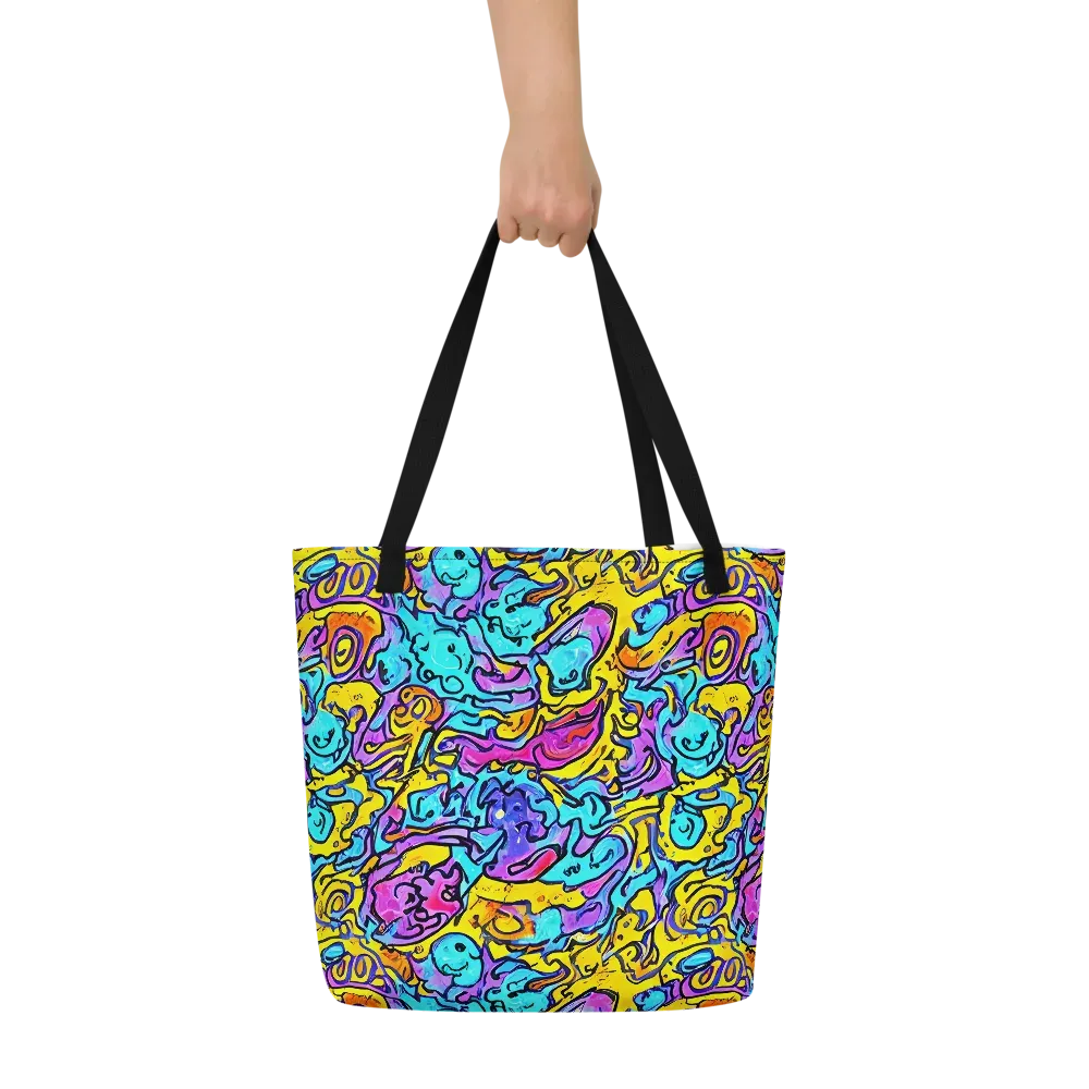 Graffiti Current on Large Tote Bag W/ Pocket — Front
