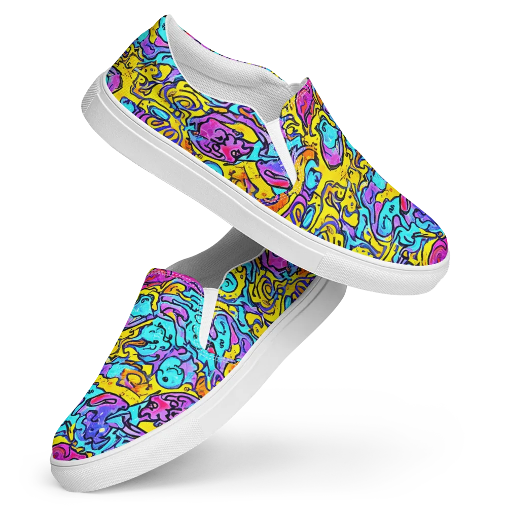 Graffiti Current on Women's Slip-On Canvas Shoes — Front