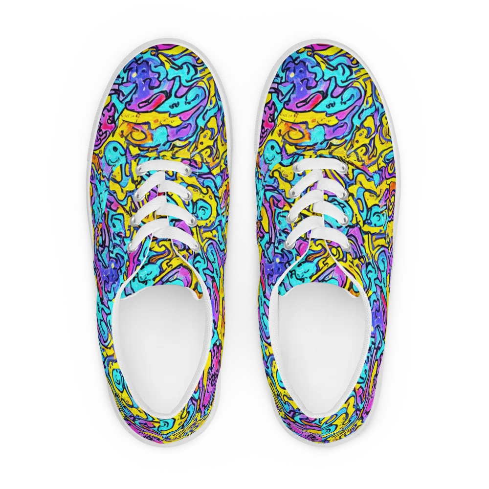 Graffiti Current on Men's Lace-Up Canvas Shoes — Front