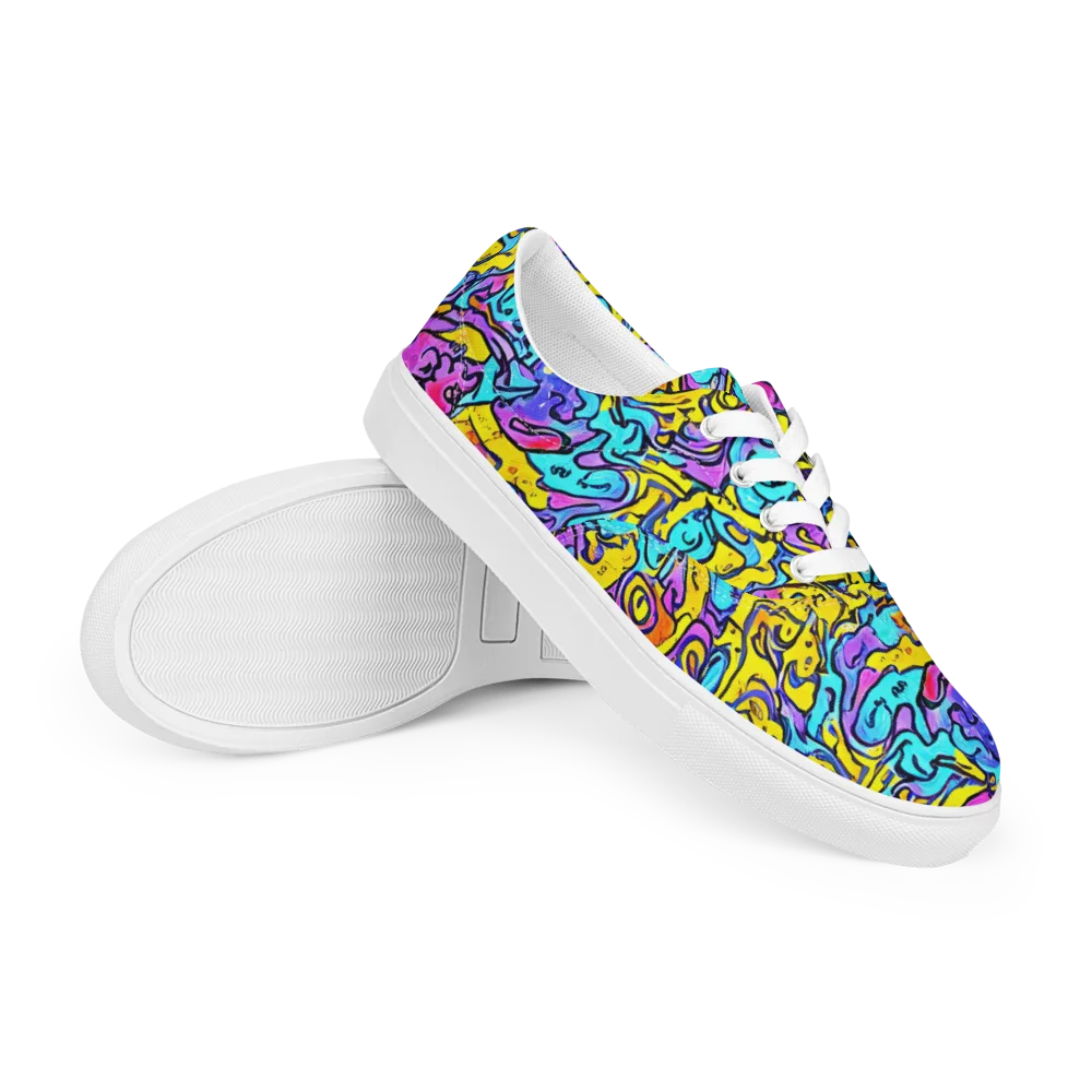 Graffiti Current on Men's Lace-Up Canvas Shoes — Right Front