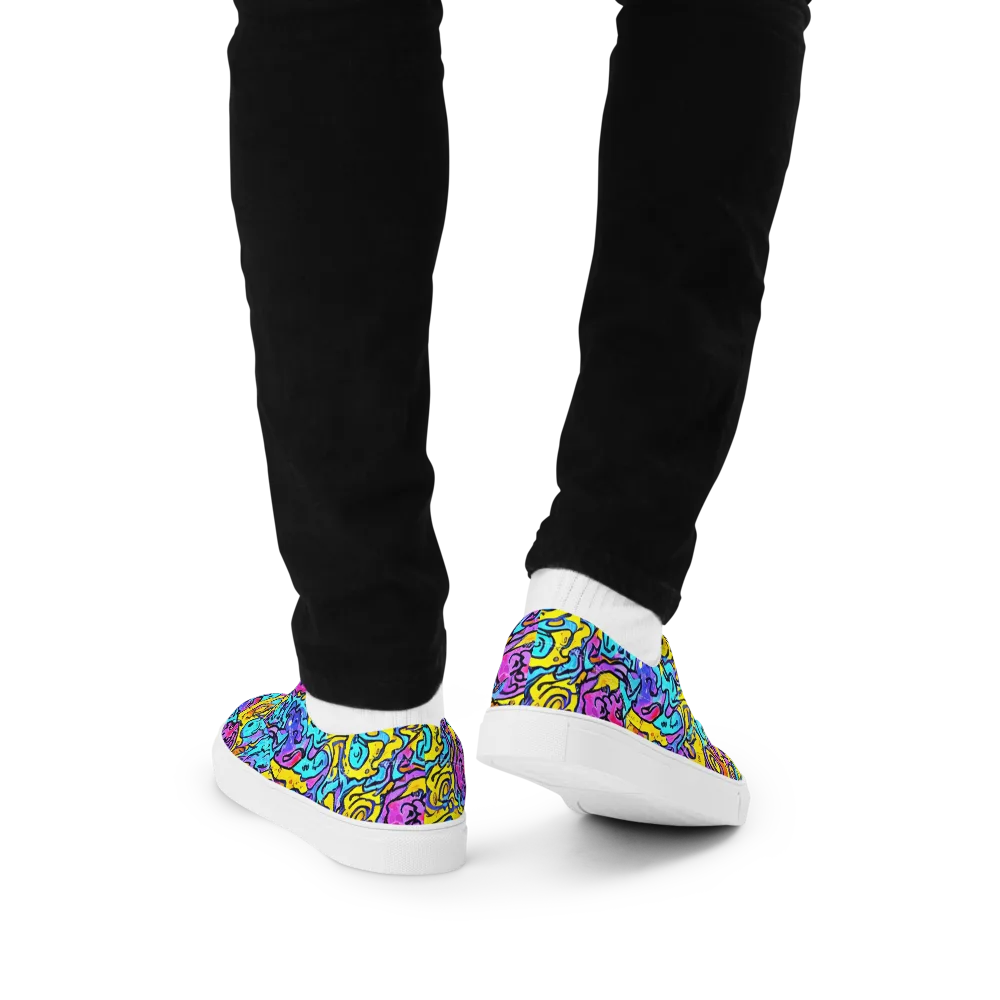 Graffiti Current on Men's Lace-Up Canvas Shoes — Back