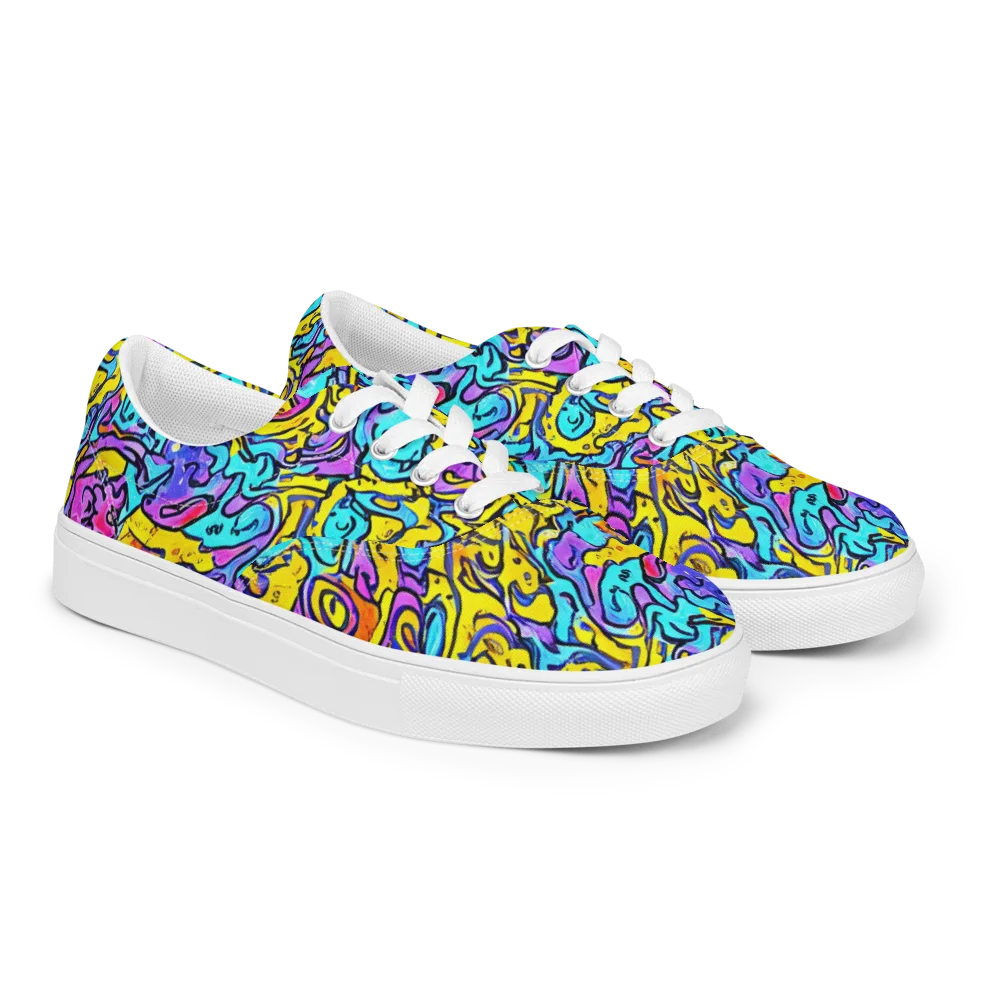 Graffiti Current on Men's Lace-Up Canvas Shoes — Right Front