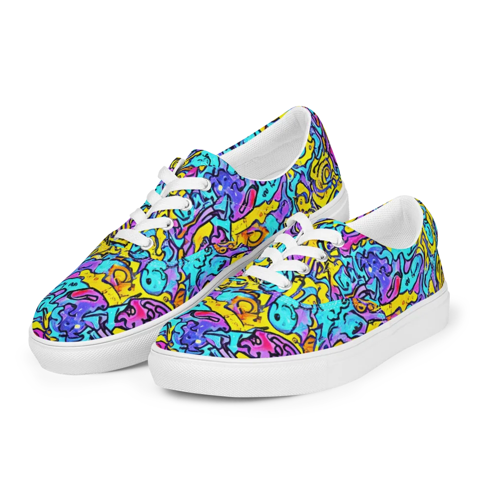 Graffiti Current on Men's Lace-Up Canvas Shoes — Left Front