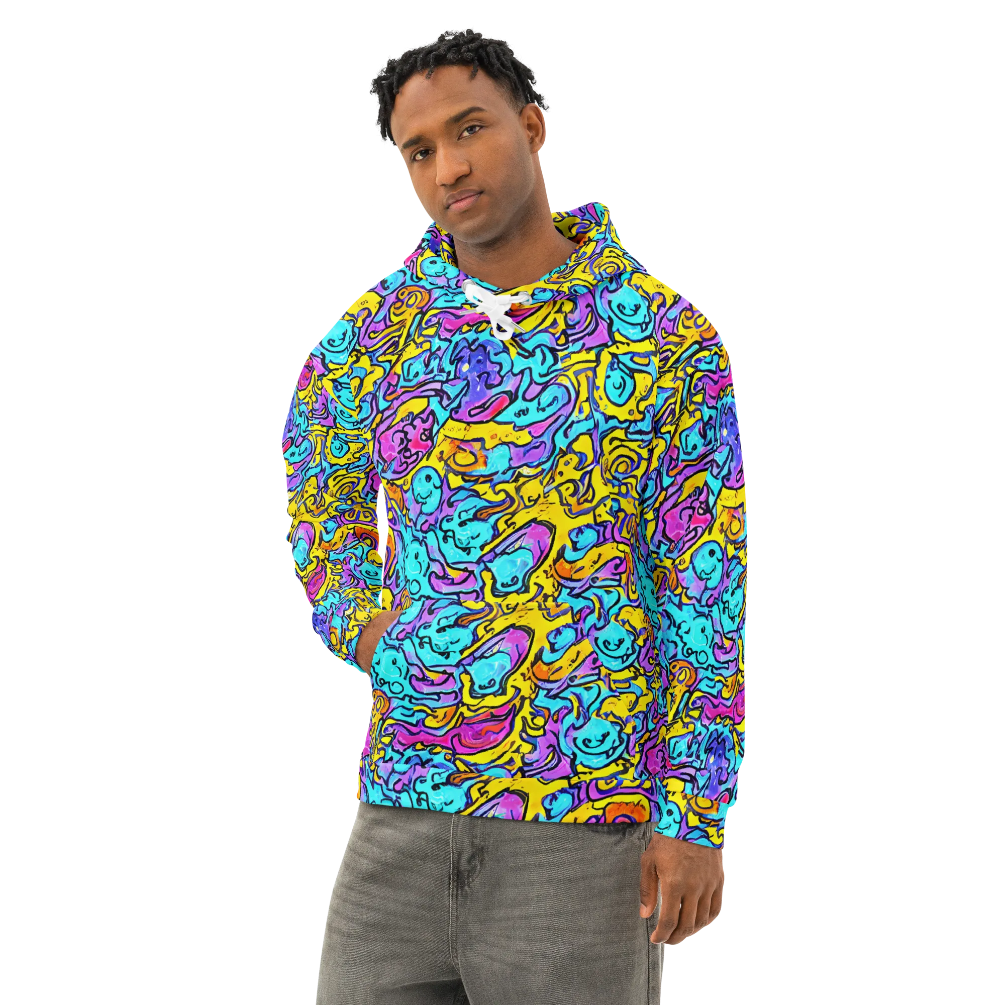 Graffiti Current on Cotton Hoodie — Left Front