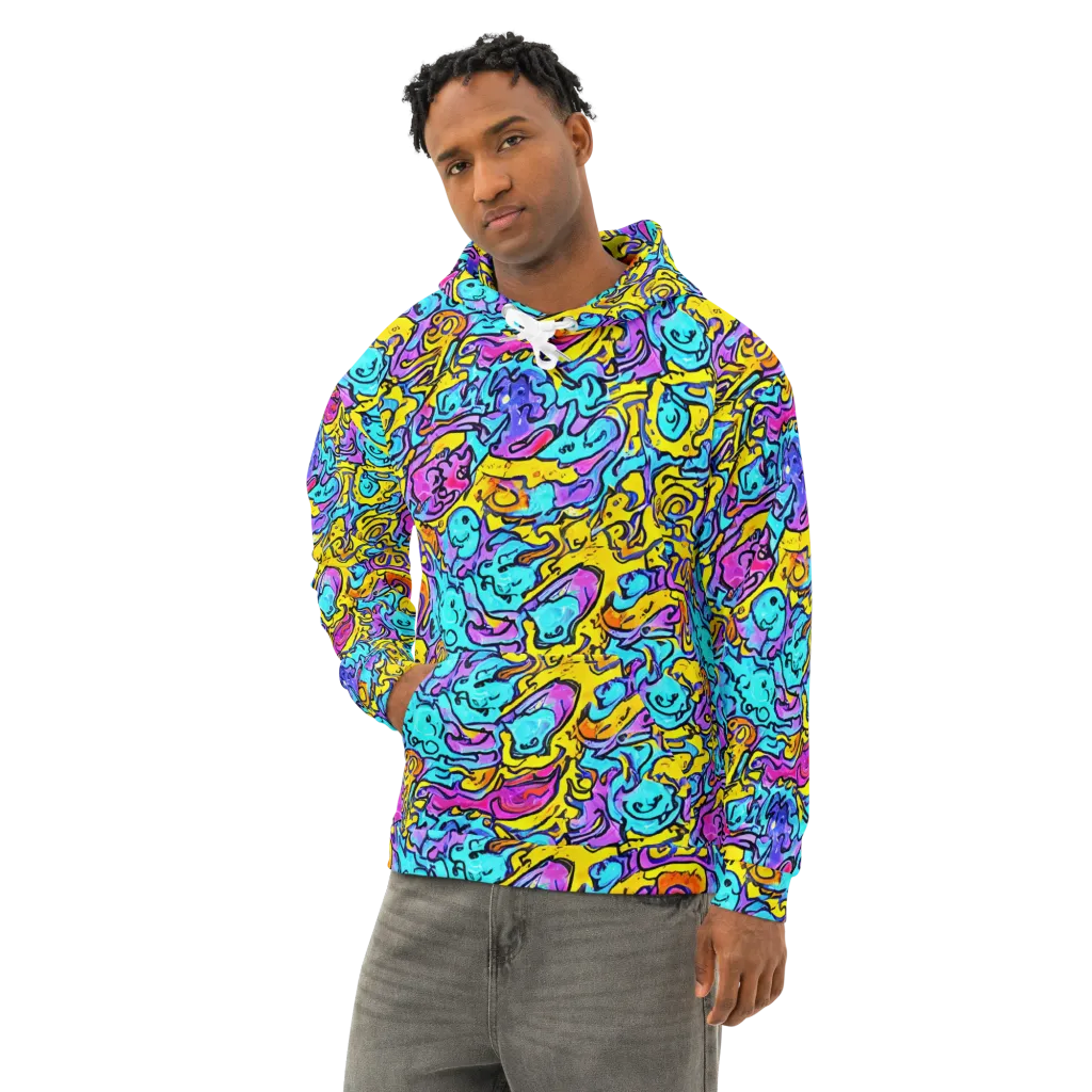 Graffiti Current on Cotton Hoodie — Left Front