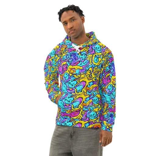 Graffiti Current on a Cotton Hoodie