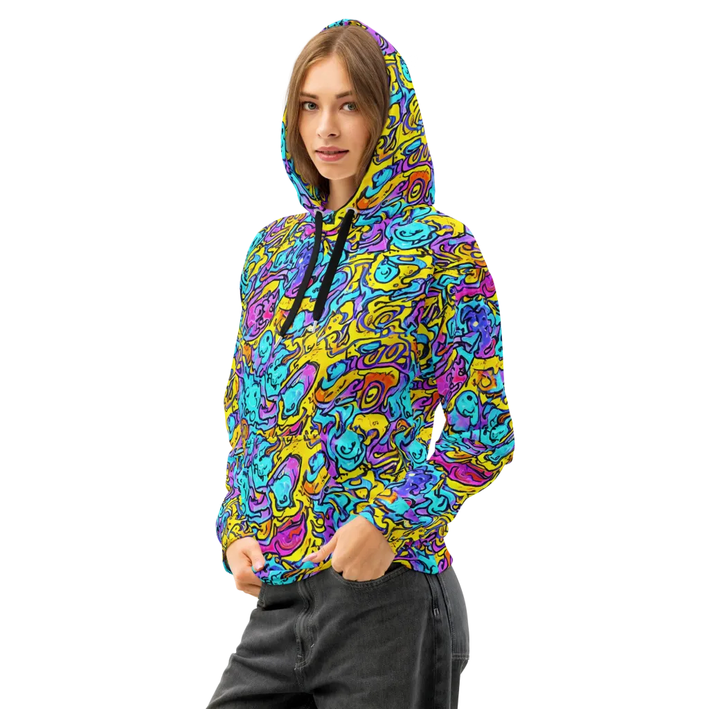 Graffiti Current on Cotton Hoodie — Left Front