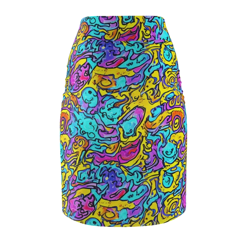 Graffiti Current on Pencil Skirt — Back