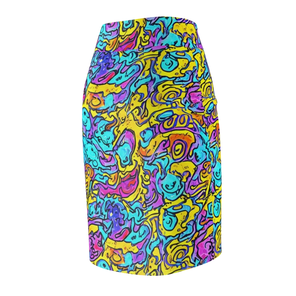Graffiti Current on Pencil Skirt — Back Side